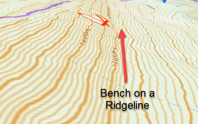 Bench on a ridgeline