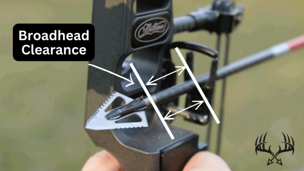 Large, fixed-blade broadheads require clearance from the arrow rest and riser.