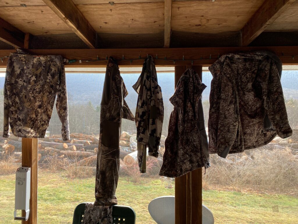Hang your hunting clothes out tp dry and air out after a hunt to remove as much scent as possible.
