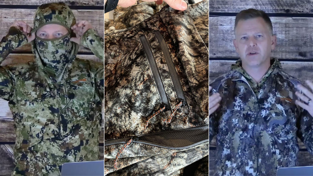 Bow hunting clothes for scent control, disruption camouflage, and stealth.