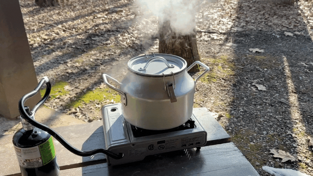 Showing off how the CanCooker Junior can steam.